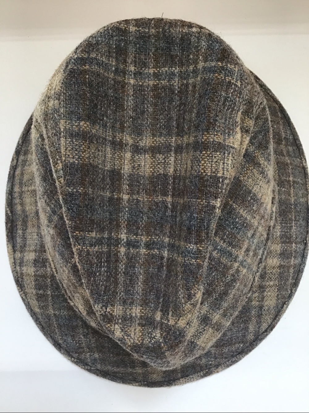VTG Dobbs 5th Avenue NY Men's Plaid Wool Blend Gray Brown Plaid Fedora Hat 7 5/8 - Picture 8 of 10